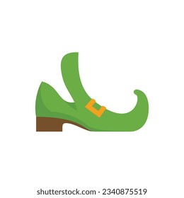 Vector plano del icono de arranque de Leprechaun. Bota irlandesa de oro. Irlanda leprechaun aislada