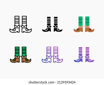 Leprechaun Boot icon set with line, outline, flat, filled, glyph, color, gradient. Editable stroke and pixel perfect. Can be used for digital product, presentation, print design and more.