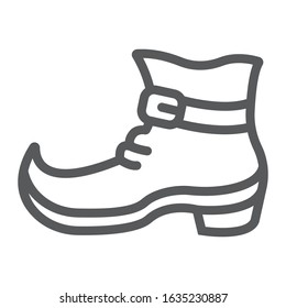 Leprechaun boot line icon, st patrick's day and footwear, leprechaun shoe sign, vector graphics, a linear pattern on a white background, eps 10