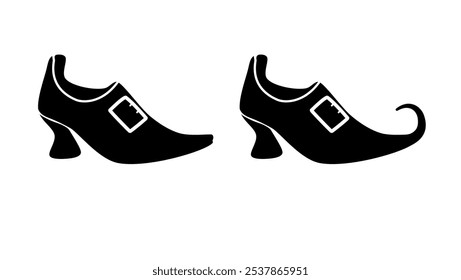 leprechaun boots, Black Isolated Silhouette