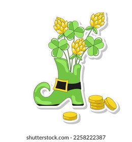 Leprechaun Boots with Clover and Gold