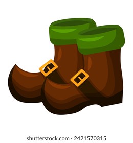 Icono de las botas de Leprechaun aislado en fondo blanco. Feliz concepto de la celebración del Día de Patrick. Ilustración del vector