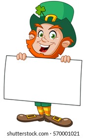 Leprechaun carrying a blank sign