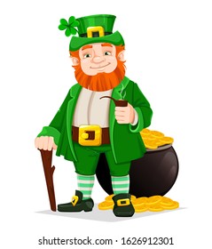 Leprechaun cartoon character. Happy Saint Patrick's day. Illustration of Leprechaun. Stock vector