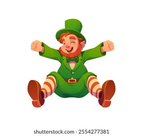 Leprechaun cartoon character for Irish Patrick day, vector funny man personage. Saint Patrick Day or Ireland Celtic culture cartoon character of leprechaun man with happy face celebrating holiday