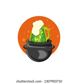 leprechaun cauldron with beer in jar