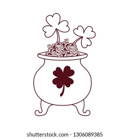 leprechaun cauldron with coins isolated icon