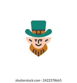 Leprechaun character flat icon, vector sign, colorful pictogram isolated on white. Symbol, logo illustration. Flat style design
