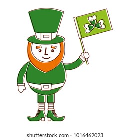 leprechaun character holding flag with clover