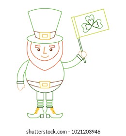 leprechaun character holding flag with clover
