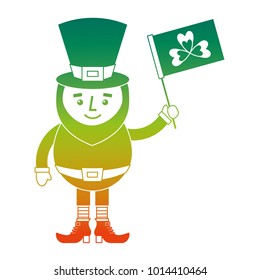 leprechaun character holding green flag with clover
