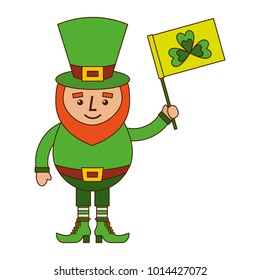 leprechaun character holding green flag with clover