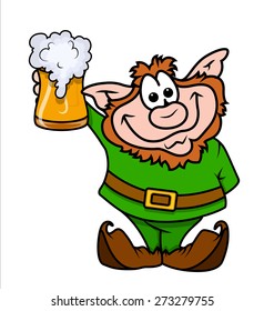 Leprechaun Character Showing Beer Glass