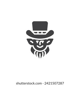 Leprechaun character vector icon. filled flat sign for mobile concept and web design. Leprechaun with beard and hat glyph icon. Symbol, logo illustration. Vector graphics