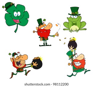 Leprechaun Characters. Vector Collection