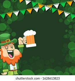 Leprechaun Cheers a Beer at Saint Patrick Day Festival