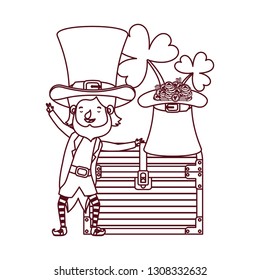 leprechaun with chest and coins character
