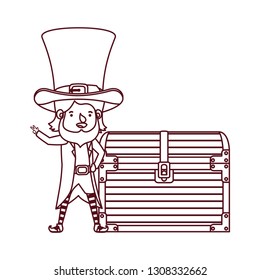 leprechaun with chest and coins character