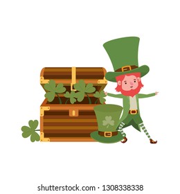 leprechaun with chest and coins character