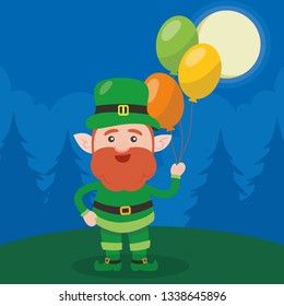 Leprechaun with clover for good luck. dwarf vector for a party in honor of St. Patrick's Day.