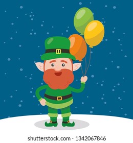 Leprechaun with clover for good luck. dwarf vector for a party in honor of St. Patrick's Day.