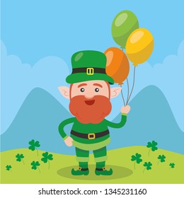Leprechaun with clover for good luck. dwarf vector for a party in honor of St. Patrick's Day.