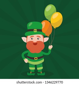 Leprechaun with clover for good luck. dwarf vector for a party in honor of St. Patrick's Day.