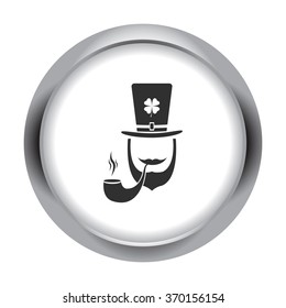 Leprechaun with clover leaf icon on colorful background
