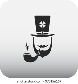 Leprechaun with clover leaf icon on colorful background