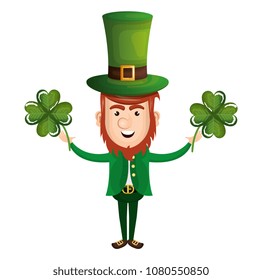 leprechaun with clovers leafs avatar character icon