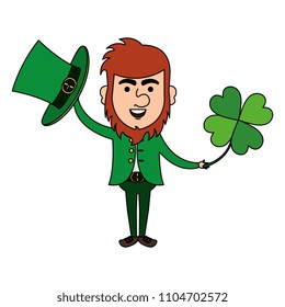 leprechaun with clovers leafs avatar character icon