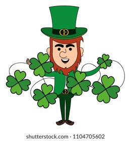 leprechaun with clovers leafs avatar character icon