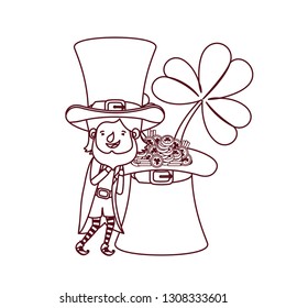 leprechaun with coins and hat isolated icon