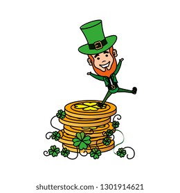 leprechaun with coins saint patrick character