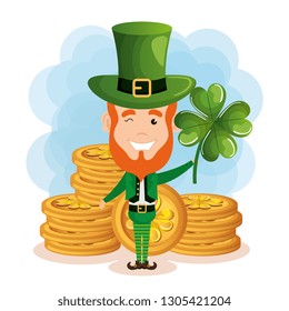 leprechaun with coins saint patrick character