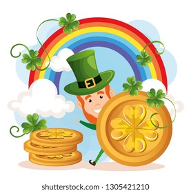 leprechaun with coins saint patrick character