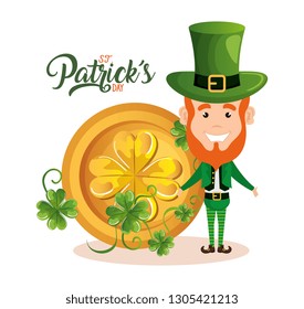 leprechaun with coins saint patrick character