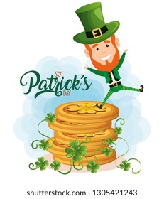 leprechaun with coins saint patrick character