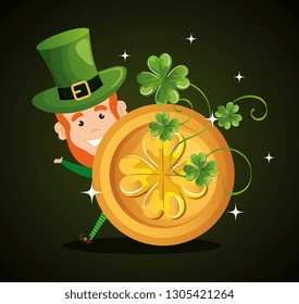 leprechaun with coins saint patrick character