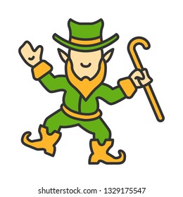 Leprechaun color icon. Irish mythology character. Saint Patrick's Day symbol. Isolated vector illustration