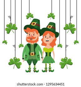 leprechaun couple with clovers