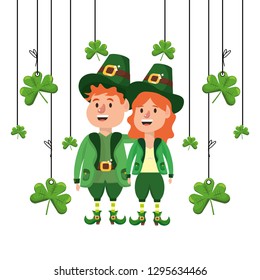 leprechaun couple with clovers
