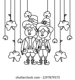leprechaun couple with clovers