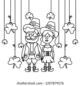 leprechaun couple with clovers