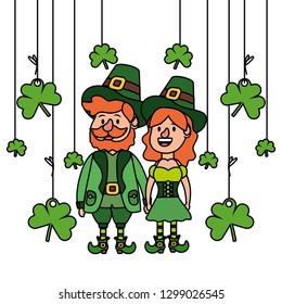 leprechaun couple with clovers