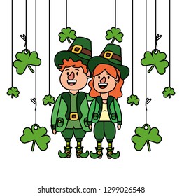 leprechaun couple with clovers