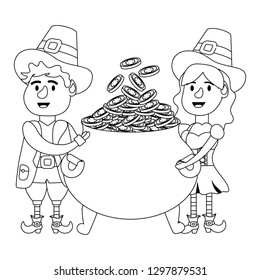 leprechaun couple with pot of gold