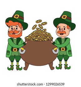 leprechaun couple with pot of gold