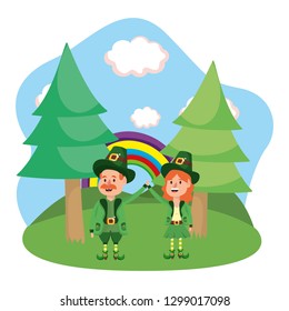 leprechaun couple rainbow