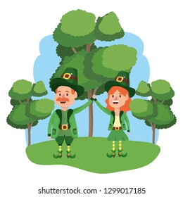 leprechaun couple with trees